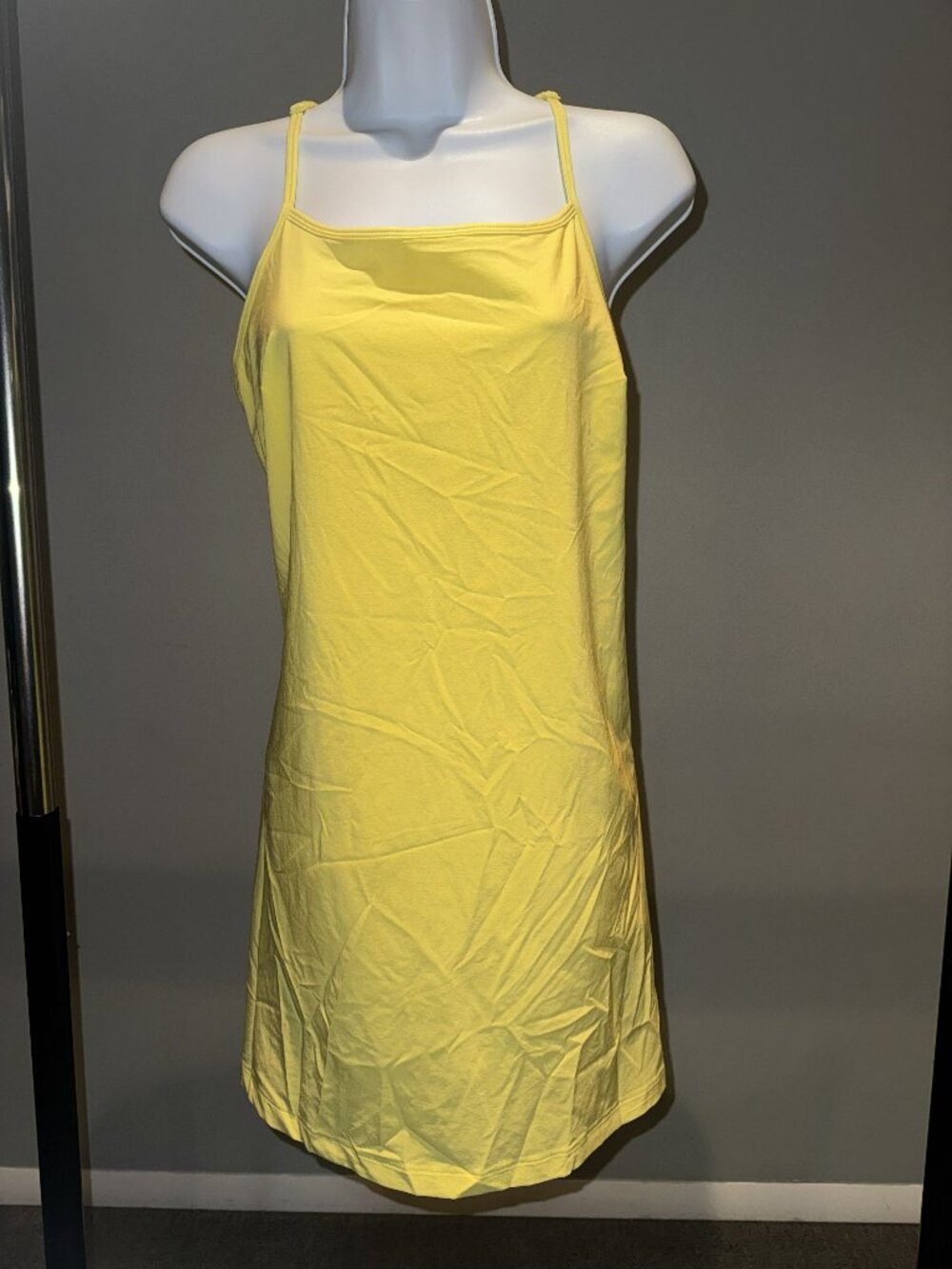 All in Motion Yellow Tennis Active Dress Built In Bra Shorts Pockets Size M